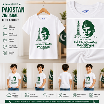 Pakistan Zindabad Kids T-Shirt – Quaid-e-Azam Edition