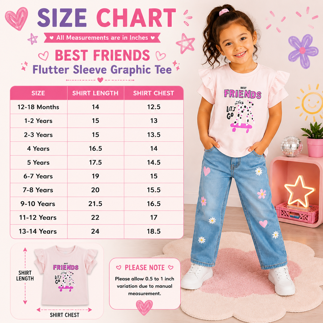 Best Friends Flutter Sleeve Graphic Tee