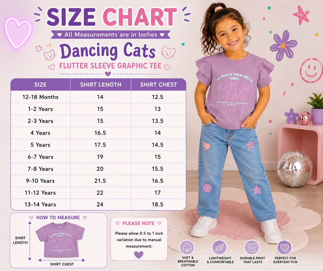 Dancing Cats Flutter Sleeve Graphic Tee