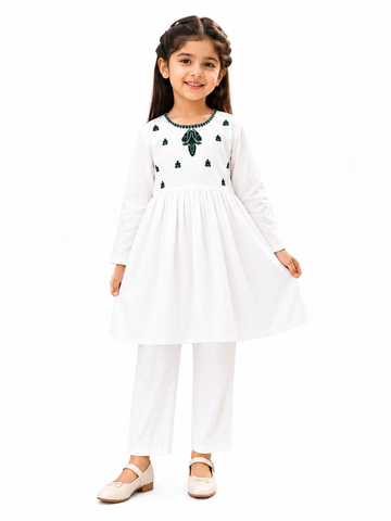 Emerald Bloom Co-Ord Set – White