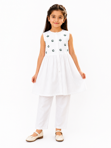 Noor Crescent Co-Ord Set – White