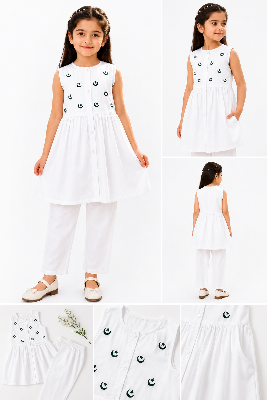 Noor Crescent Co-Ord Set – White