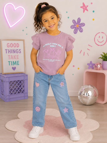 Dancing Cats Flutter Sleeve Graphic Tee