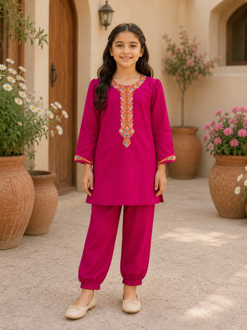 Blossom Embroidered Kids Suit